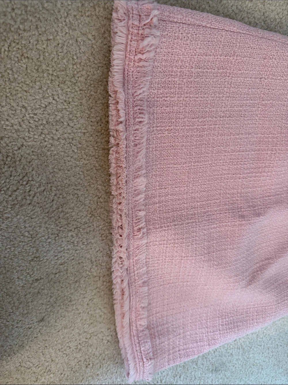 Tory Burch Pink Tweed Fringe A-Line Skirt